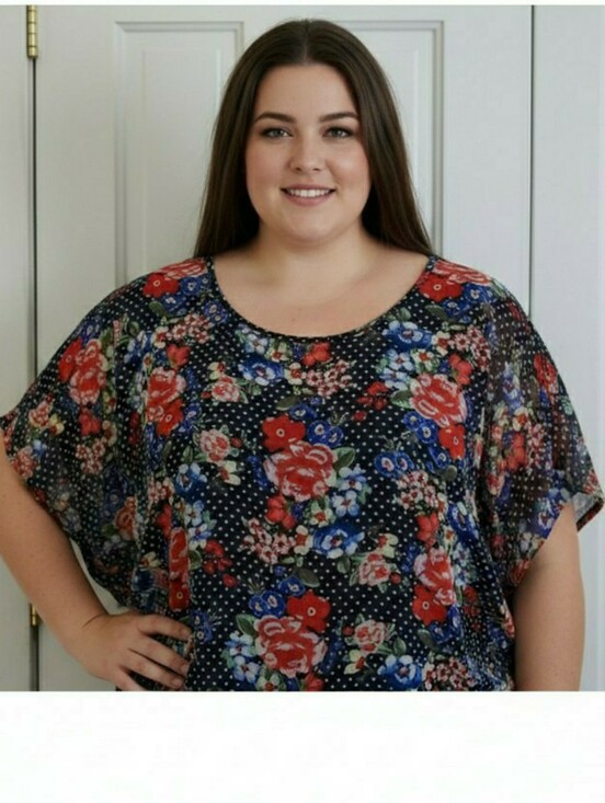 torrid Tops - Torrid Sheer Floral Polka-dot Kimono Sleeve Top